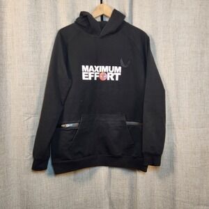 Deadpool Maximum Effort Black Graphic Hoodie Men's L Raglan Kangaroo Zip Pockets